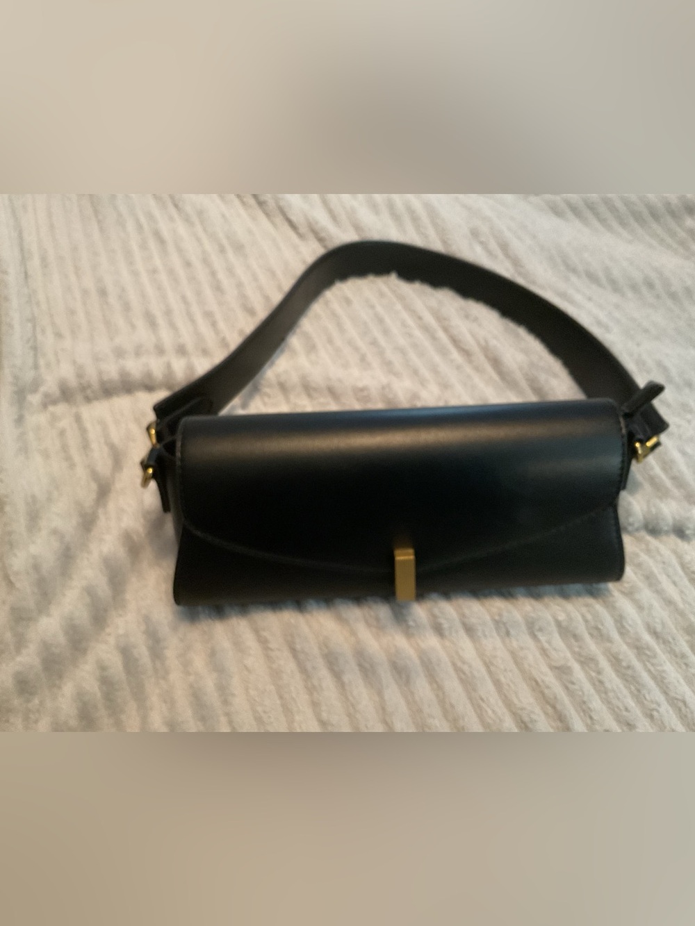 Rachel Zoe Black Leather Crossbody with Gold Hardware
